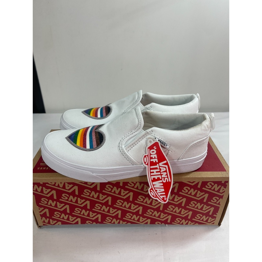 Vans Pride Asher Slip-On Rainbow Heart Shoes Women's 4.5 Men's 3 NEW